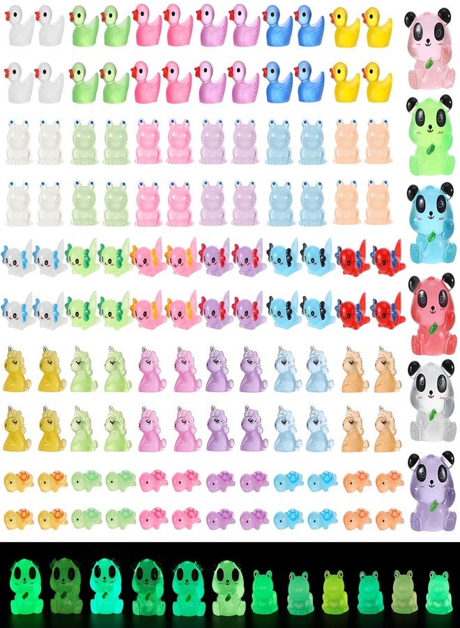 GGSTDDUP 126PCS Luminous Mini Resin Animals Glow in The Dark Duck Turtles Unicorn Frog Axolotl 5 Combination Sets for Garden Landscape Aquarium Potted Dollhouse - Image 1